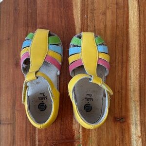 Livie Luca x Matilda Jane Leather T-Strap Sandal Yellow Rainbow Girl'sSize 12